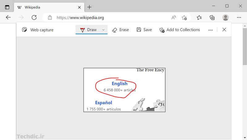 Draw and write on screenshots in Microsoft Edge browser