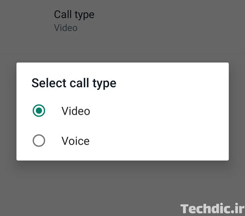 Select the type of audio or video call to create a WhatsApp call link