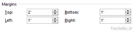 Several spinners to determine the page margin in Microsoft Word