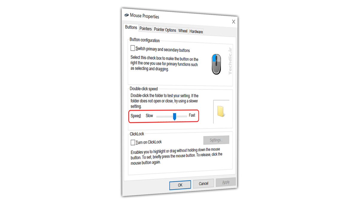 آموزش تغییر (کاهش یا افزایش) سرعت دابل کلیک در ویندوز