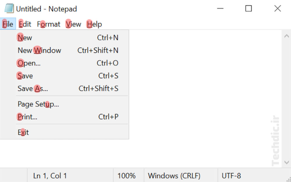 فعالسازی نمایش خط زیر برای کلیدهای دسترسی در ویندوز